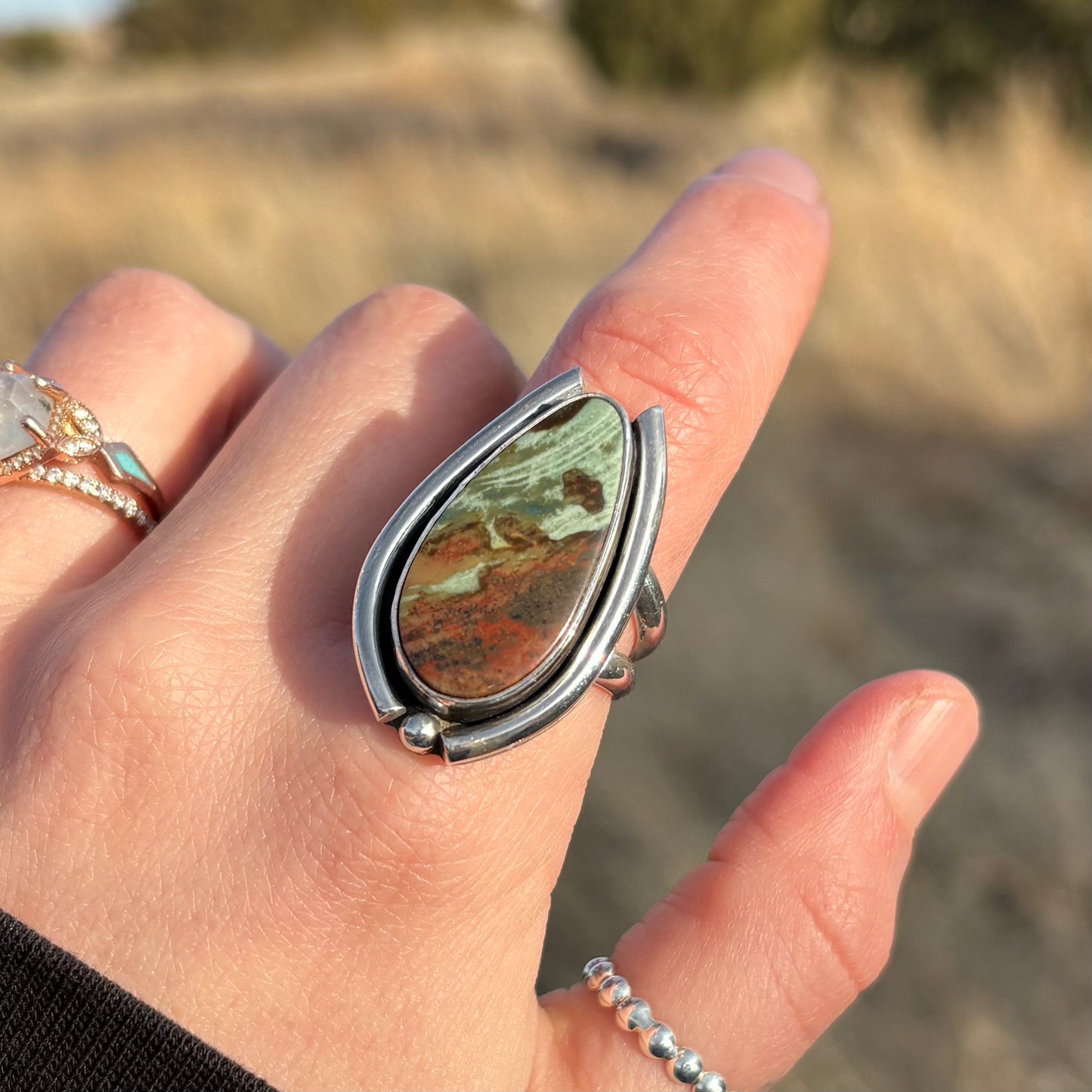 Polychrome Jasper Statement Ring