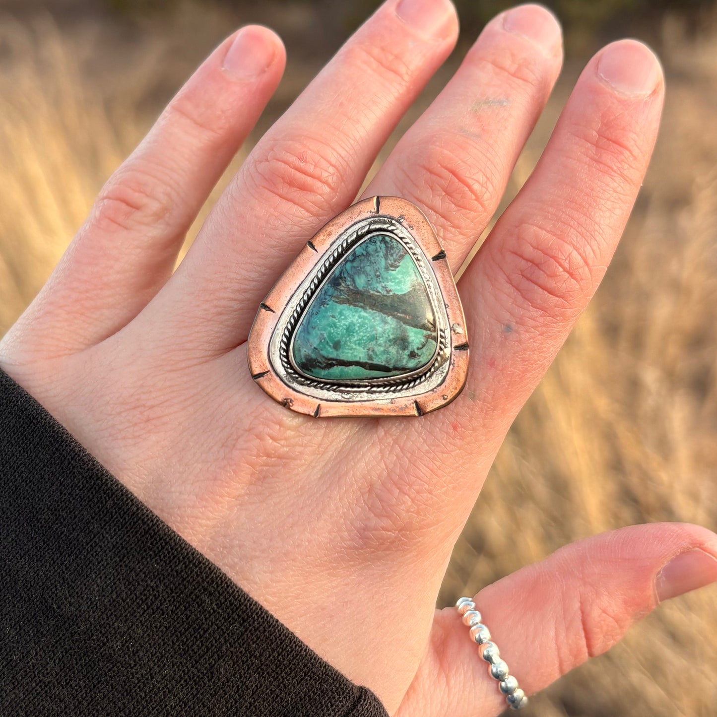 Chrysocolla Mixed Metal Statement Ring